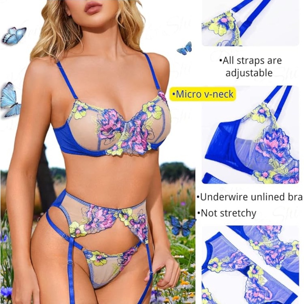 Exotic Lingerie Set 💙🩷💛
